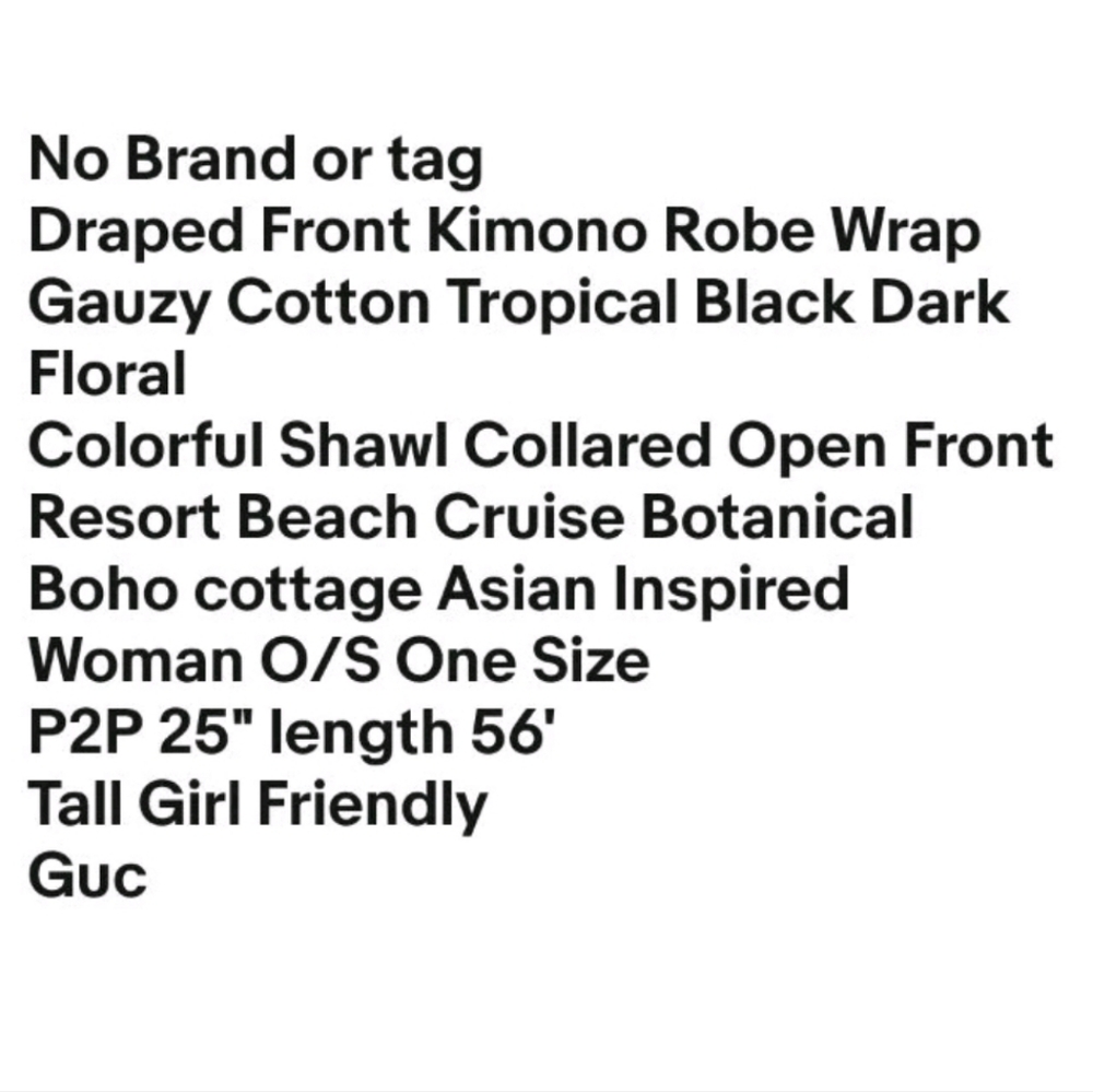 Draped Front Kimono Robe Wrap Tropical Dark Floral Resort Beach Cruise Woman O/S - Picture 8 of 9